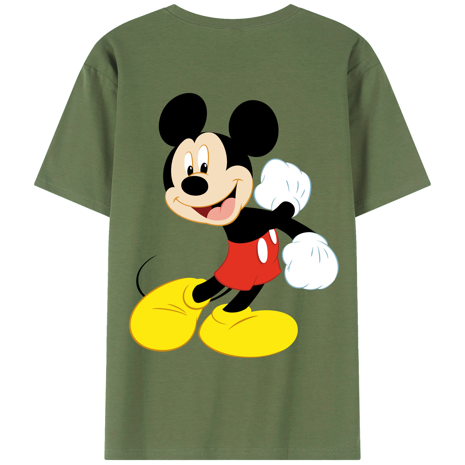 ミッキーマウス Mickey Mouse 綿100％ メンズ半袖Tシャツ（バックプリント） 通気性